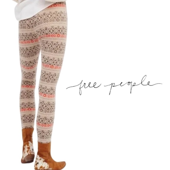 Free People Byzantine Bohemian Geometric Sweater Leggings - Size Medium - Picture 1 of 12